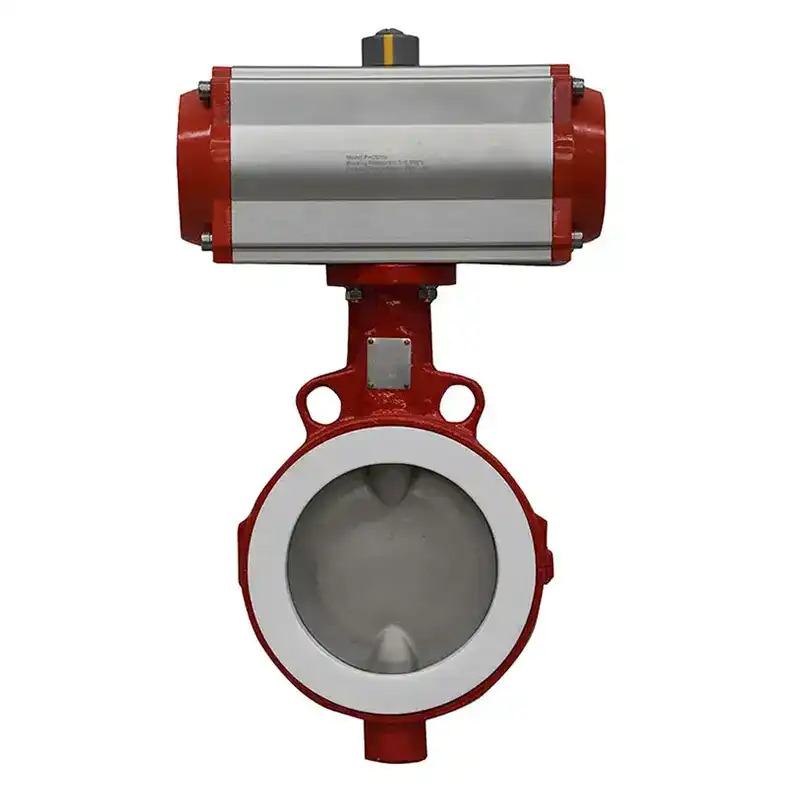 Valvula Mariposa Wafer Asiento Teflon con Actuador Neumático